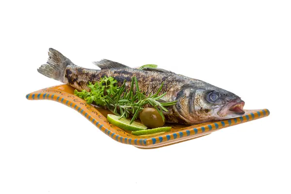 Gegrilde zeebaars — Stockfoto