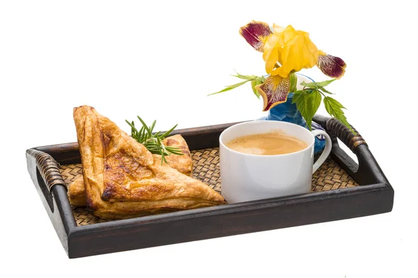 Breakfast - coffee and bun — Stock Photo, Image