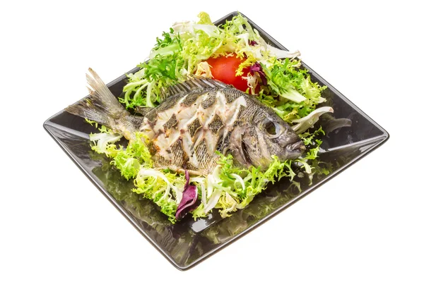 Geroosterde tilapia met salade — Stockfoto