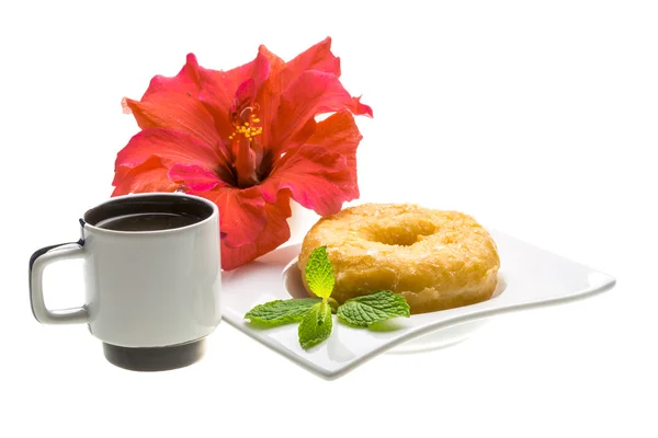 Frühstück mit Kaffee und Gebäck — Stockfoto
