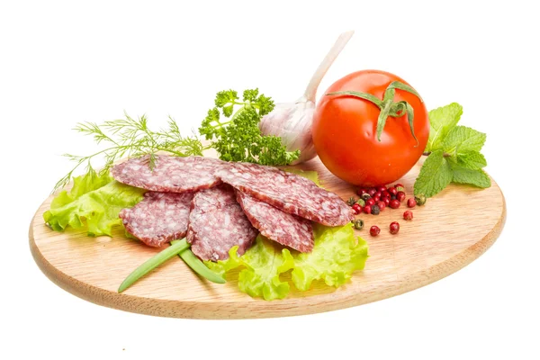 Färsk mogen salami — Stockfoto
