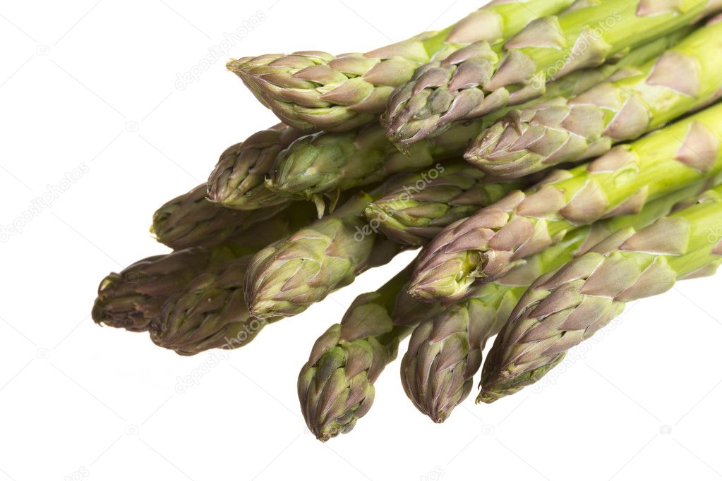 fresh asparagus spears isolated on white