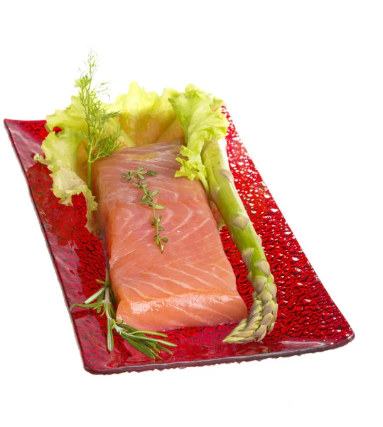 Salmon fillet garnished — Stock Photo, Image