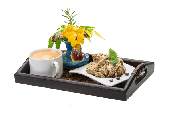 Coffee with Sunflower Halva — Stock Photo, Image