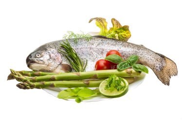 taze çiğ Gökkuşağı alabalığı