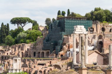 Bina kalıntıları ve antik sütunlar, Roma, İtalya