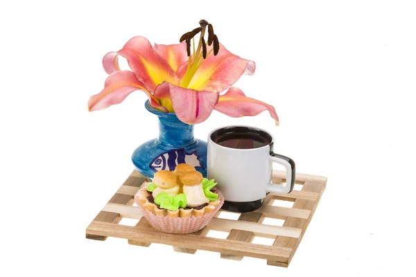 Breakfast wirh coffee and cake — Stock Photo, Image