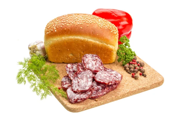 Fresh ripe salami — Stock Photo, Image