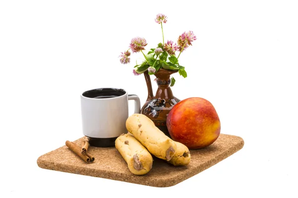 Breakfast wirh coffee and eclair — Stock Photo, Image