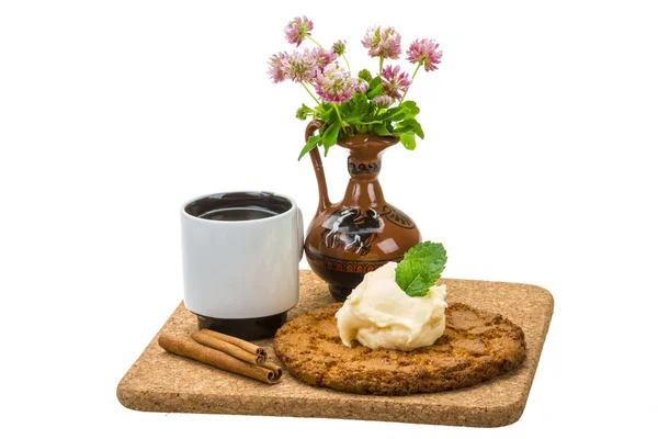 Ontbijt maken koffie en cookie — Stockfoto