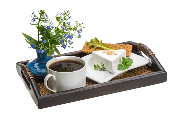 Frühstück mit Kaffee und Käse — Stockfoto