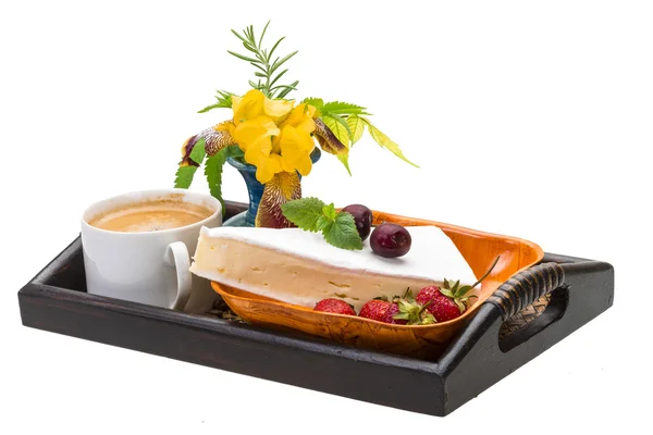 Reggeli wirh kávé és sajt — Stock Fotó