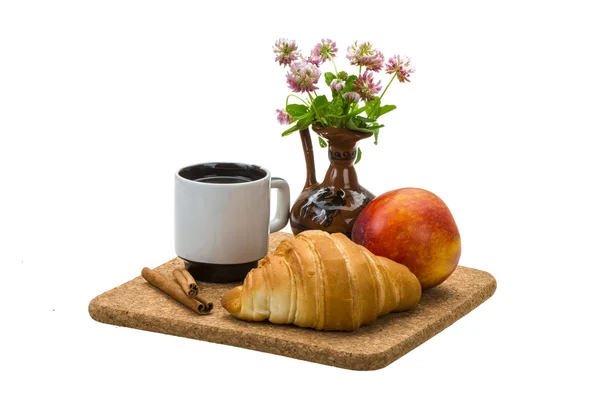 Breakfast wirh coffee and croissant — Stock Photo, Image