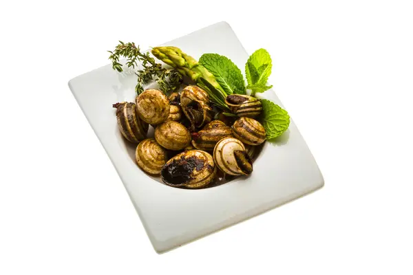 Escargot con espárragos —  Fotos de Stock