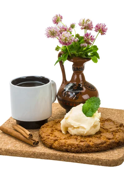 Ontbijt maken koffie en cookie — Stockfoto