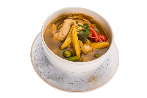 Spicy Thai Chicken and Corn Soup — Stock Photo, Image