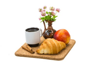 Kahvaltı wirh kahve ve kruvasan