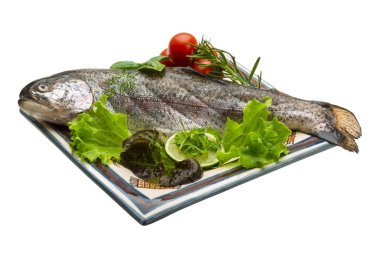 taze çiğ Gökkuşağı alabalığı