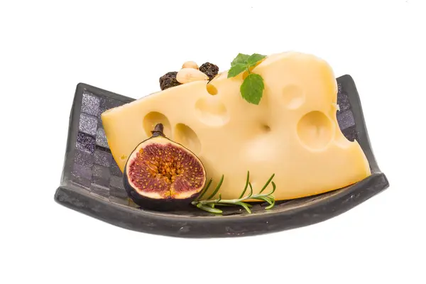 Maasdam ost med fikon — Stockfoto
