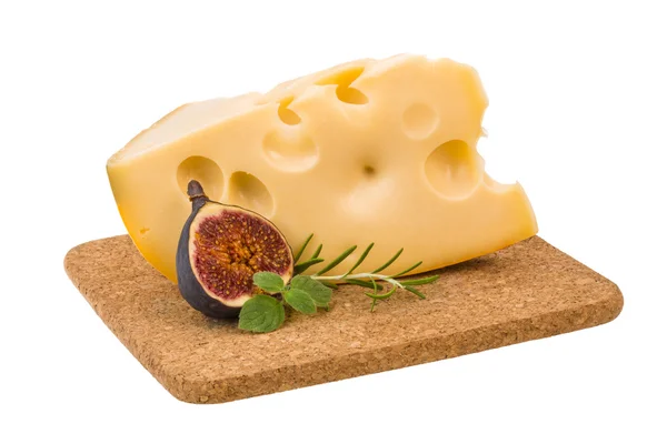 Formaggio di Maasdam con fico — Foto Stock