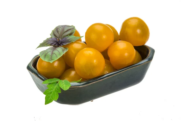 Tomate cereja amarelo brilhante — Fotografia de Stock