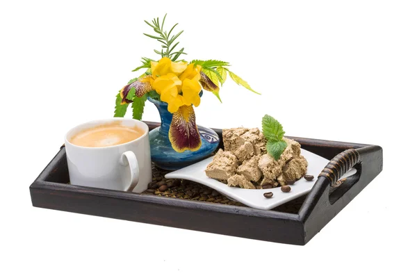 Coffee with Sunflower Halva — Stock Photo, Image