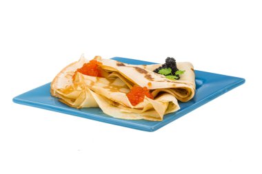 Kırmızı ve siyah havyar ile gözleme