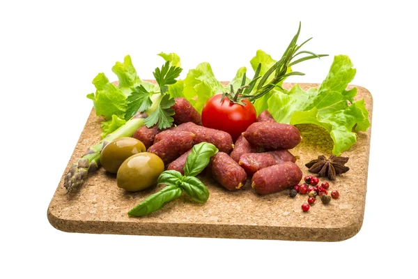 Kiełbasy salami — Zdjęcie stockowe