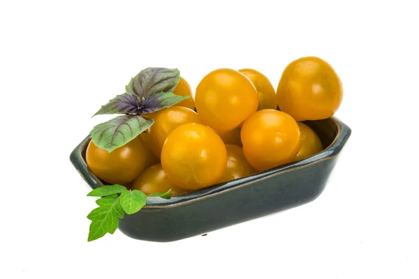 Gul ljusa körsbär tomat — Stockfoto