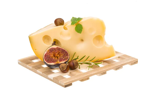 Formaggio di Maasdam con fico — Foto Stock