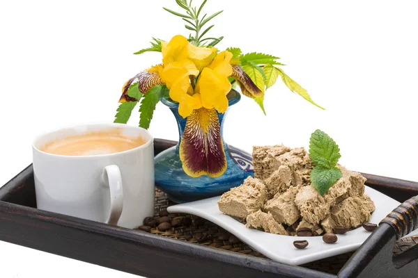 Kaffe med solros halva — Stockfoto