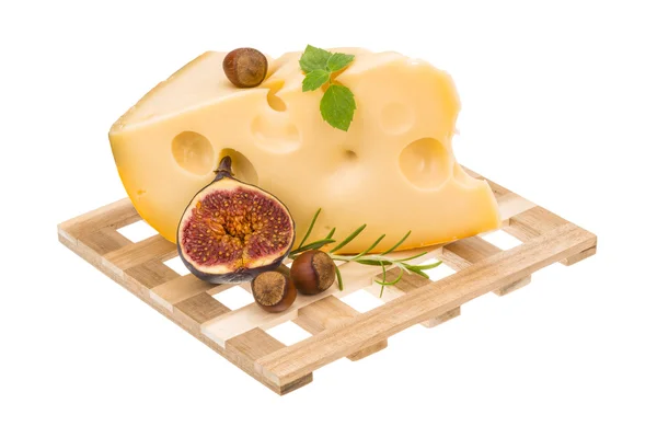Maasdam ost med fikon och örter — Stockfoto
