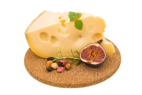 Maasdam-Käse mit Feige — Stockfoto