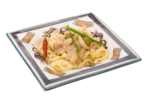 Pasta med bläckfisk — Stockfoto