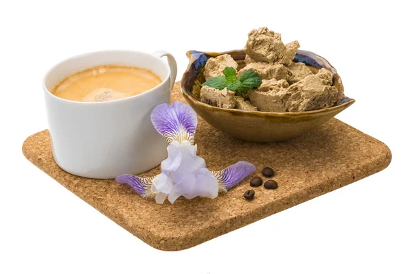 Kaffe med solros halva — Stockfoto