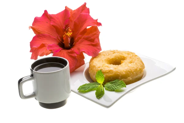 Frühstück mit Kaffee und Gebäck — Stockfoto