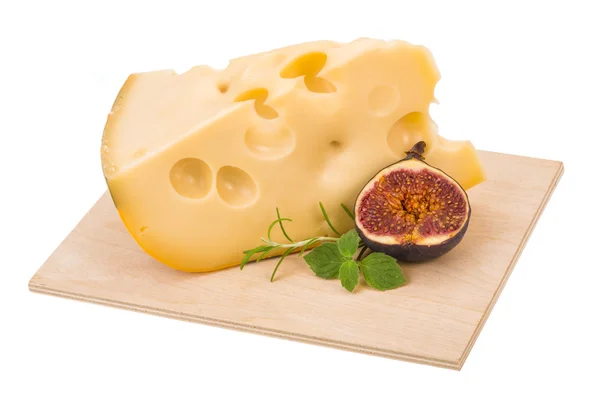 Maasdam cheese with fig — Stock Photo, Image