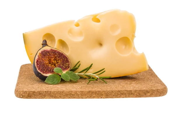 Maasdam cheese with fig — Stock Photo, Image