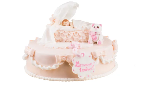 Handmande gâteau d'anniversaire tourné dans une scène de gros plan — Photo