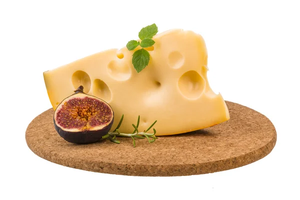 Maasdam cheese with fig — Stock Photo, Image