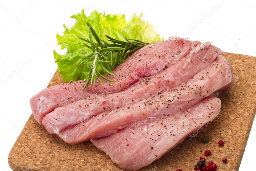 Raw pork steak