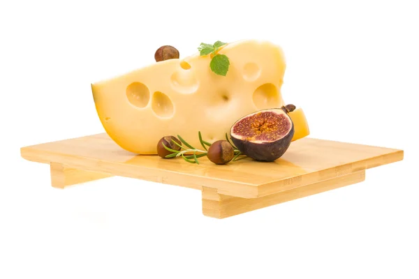 Maasdam cheese with fig — Stock Photo, Image