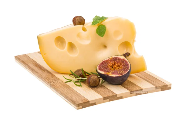 Formaggio di Maasdam con fico — Foto Stock