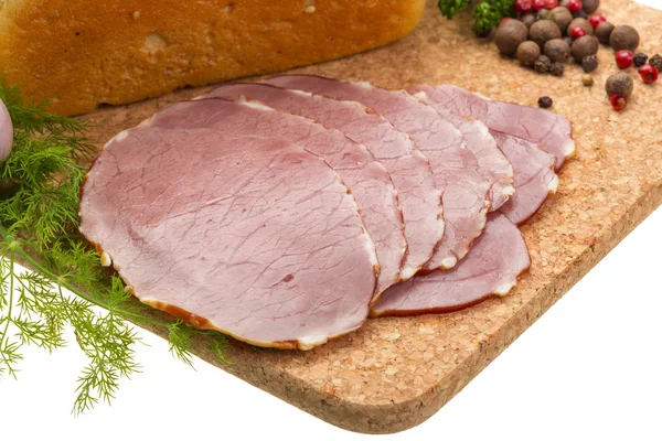 Ripe fresh ham with vegetables — Stock Photo, Image