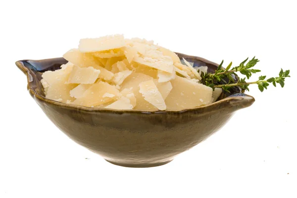 Parmazán sýr, samostatný bílá — Stock fotografie
