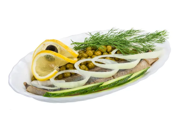 Herring with dill and onion — Stock Photo, Image