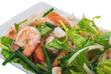 cam noodle ile deniz ürünleri