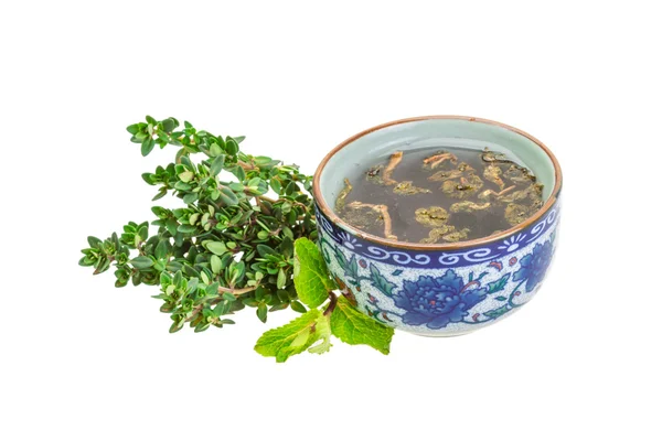 Tea with thyme and mint — Stock Photo, Image