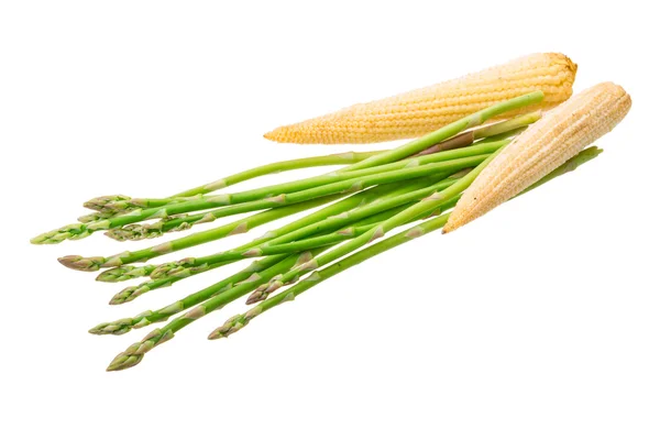 Baby corn with asparagus — Stock Photo, Image