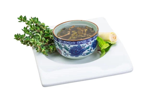 Tea with thyme and mint — Stock Photo, Image